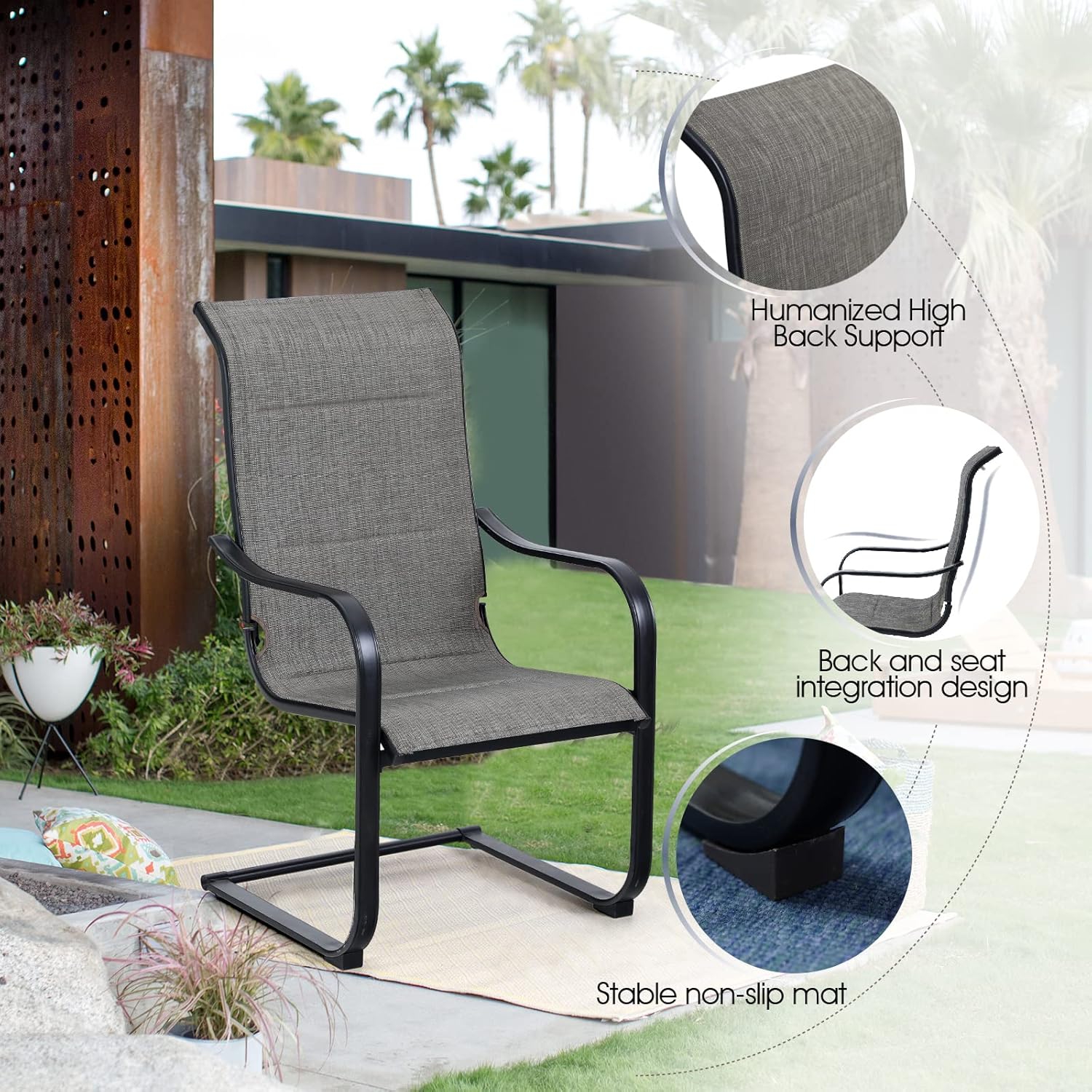 7 Piece Outdoor Dining Set with 6 Spring Motion Chairs and Expandable Table Y567
