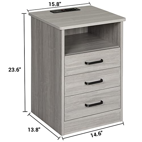 Grey Nightstands Set of 2 with Drawers Y504