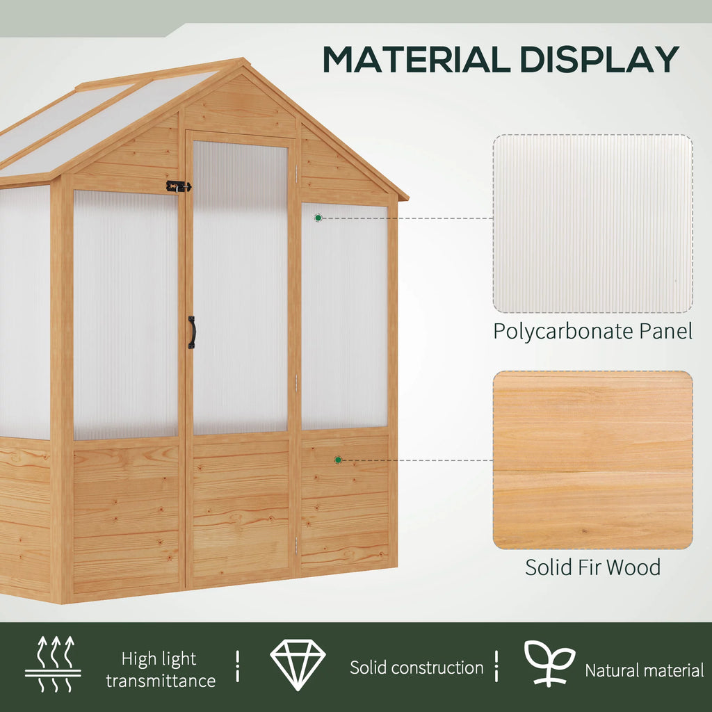 Natural Polycarbonate Wooden Greenhouse Q8482