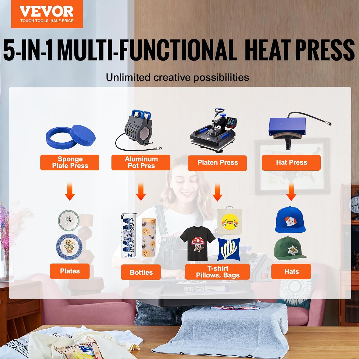 15x15inches 5 in 1 Swing Away Digital Control Heat Press M97953