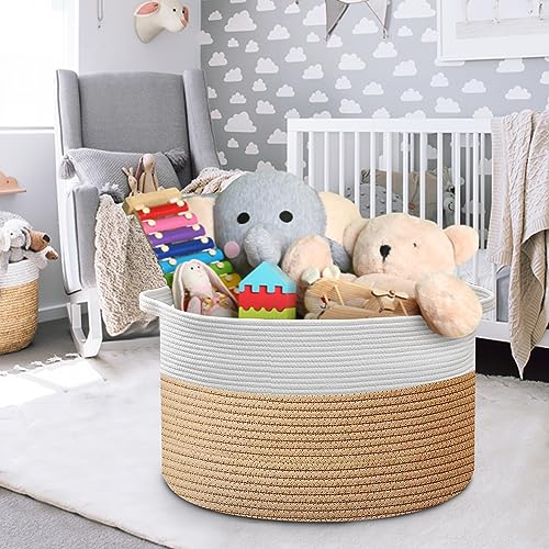 Large Woven Cotton Rope Blanket Basket T674