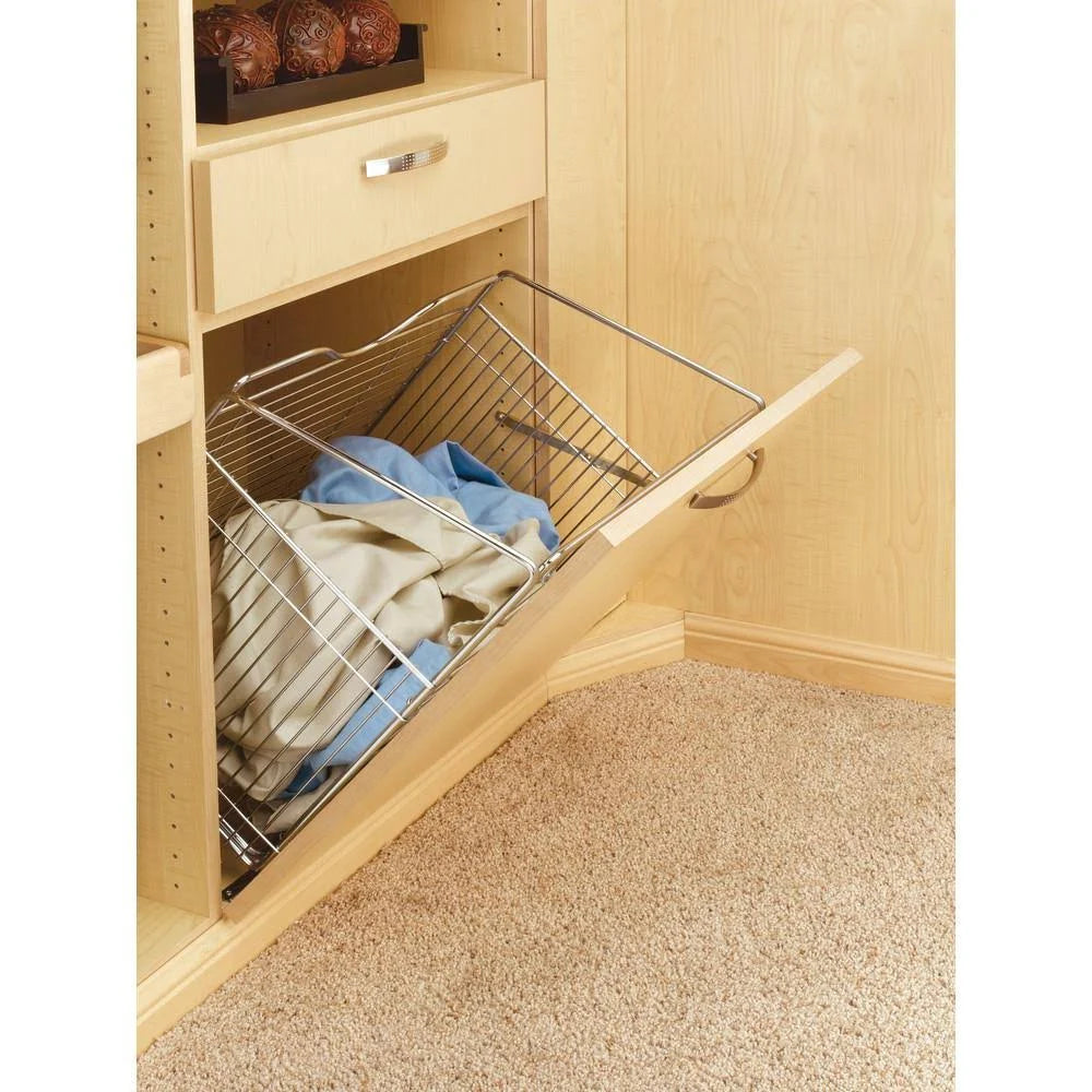 Tilt Out Hamper Basket, Satin Nickel O5204