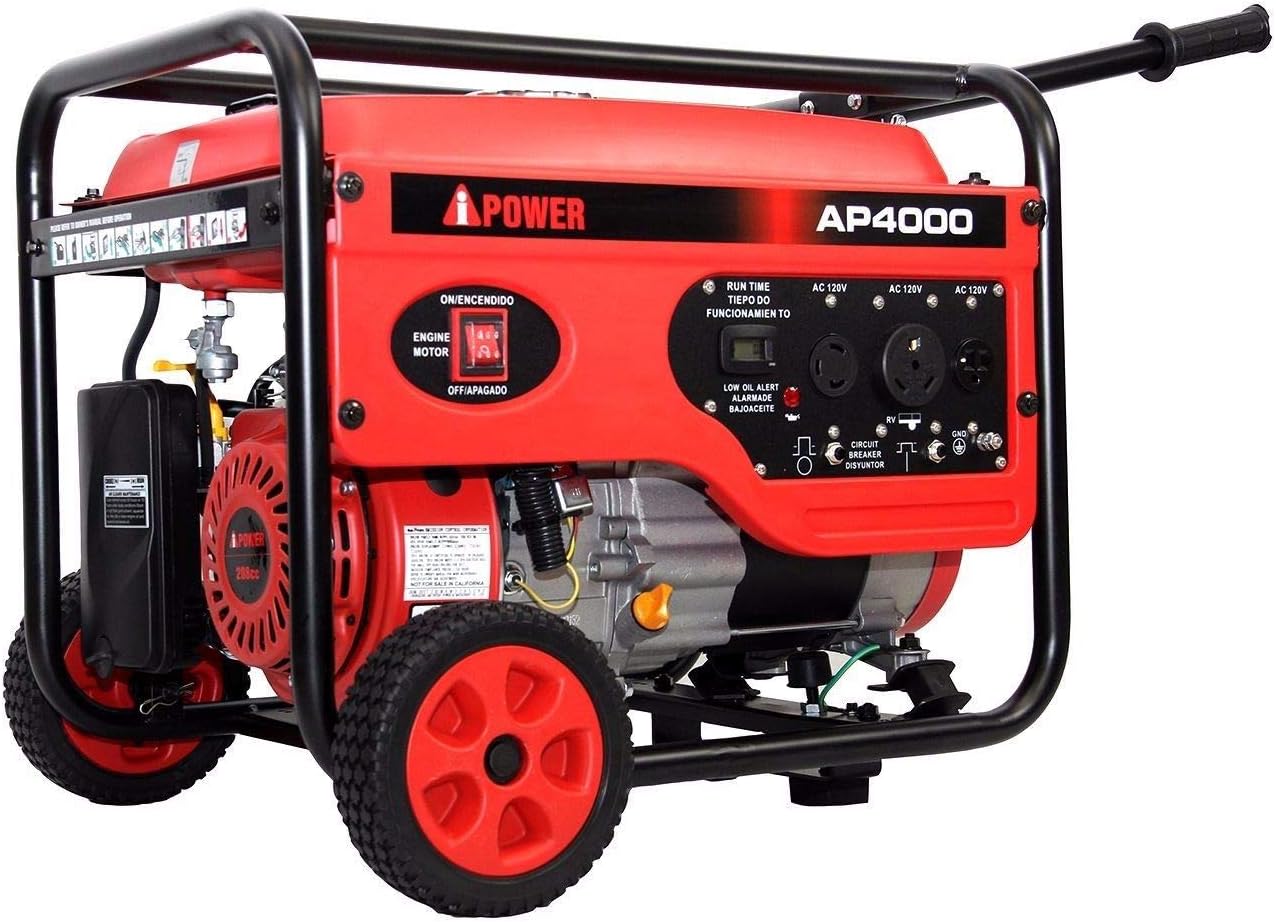 Red 4000 Watt Gasoline Powered Manual Start Generator V5470