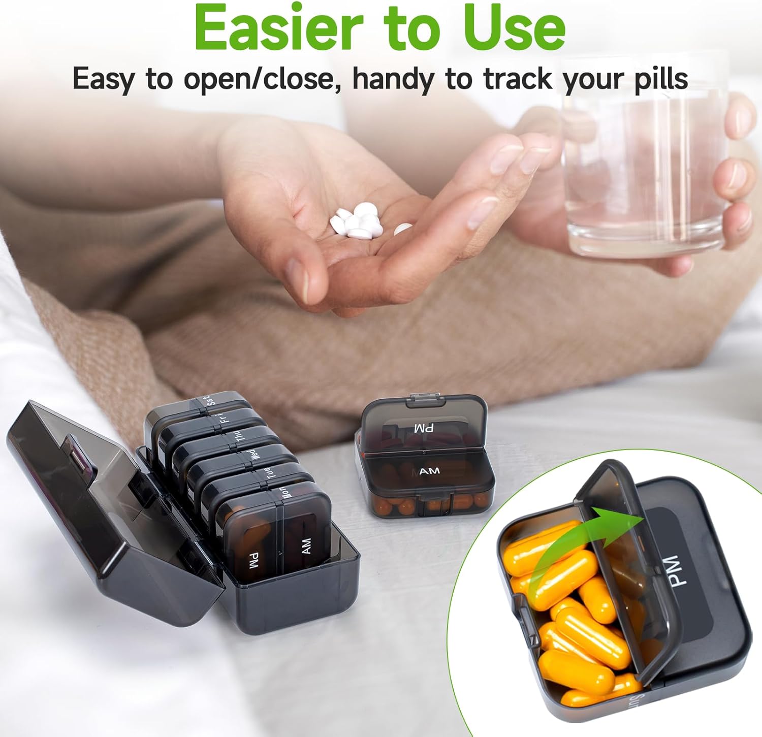 Black Weekly Pill Organizer 7 Day N278