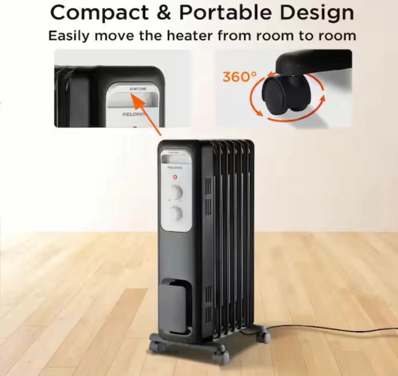 1,500-Watt Oil-Filled Radiant Electric Space Heater with Thermostat E62332