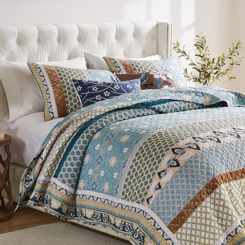 3-Piece Full/Queen Blue Quilted Bedding Set V35323