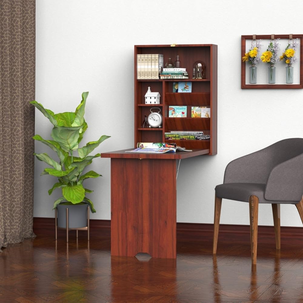 Mahogany Wall Mounted Desk with Storage Area N886
