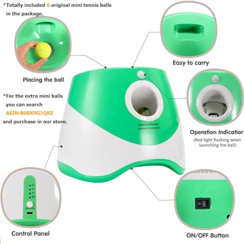 15PCS Mini Tennis Balls Included Green Ball Launcher I292