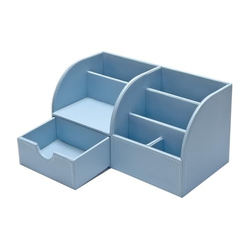 Black Leather Desk Organizer Pen Holder Storage Box P542