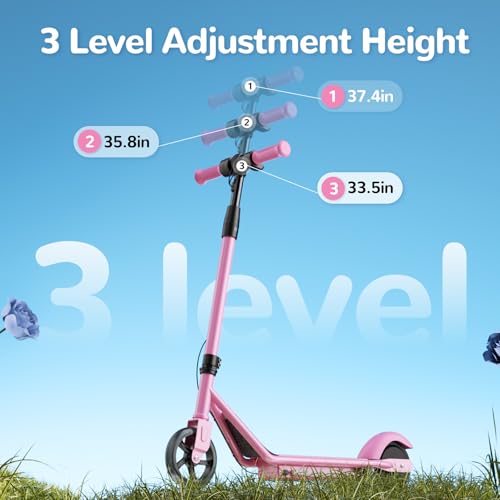 Electric Scooter with Adjustable Speed and Height, Colorful Lights, Double Brake Q874410