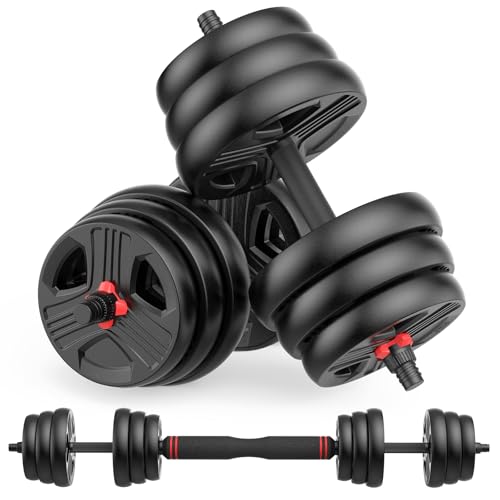 Adjustable Dumbbells, 20/30/40/55/60/70/80/90lbs Free Weights Convertible 2 in 1 Set R747