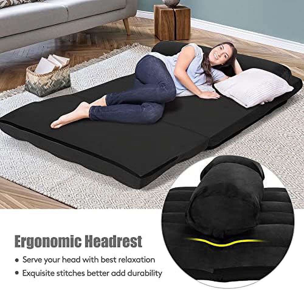 Foldable Floor Sofa with 2 Pillows & Suede Cloth Cover M354