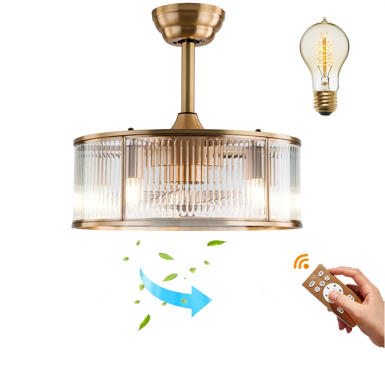 18inch Farmhouse Ceiling Fan Light Gold With Remote Control U979472
