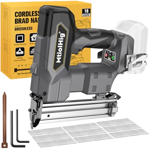 Cordless 18GA Brad Nailer, 18 Gauge Nail Gun, Brushless, 2 Mode, 5/8 to 1-1/4 Inch, Tool Only D90964