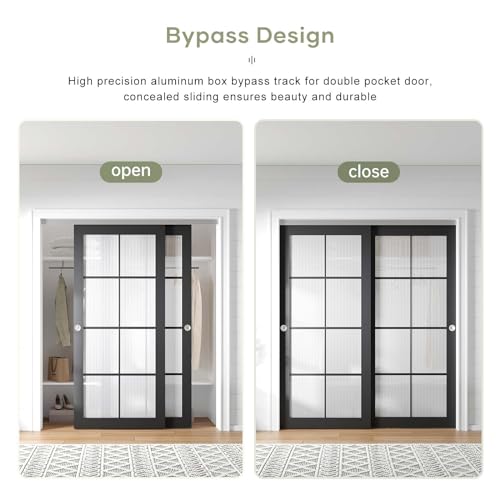 6FT Bypass Double Sliding Pocket Door Hardware Kit, Aluminum B4087