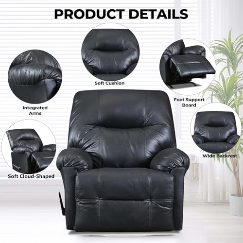 Black Leather Recliner Chair with Footrest U356025