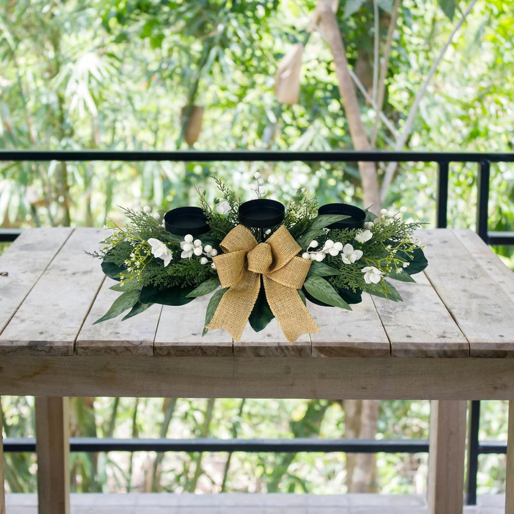 3 Wick Candle Holder with Artificial Flower C735922