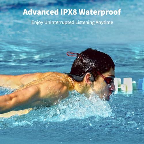 Bone Conduction Headphones, Open Ear IPX8 Waterproof Bluetooth 5.4 with Mic, 10H Playtime Wireless Earbuds H561805