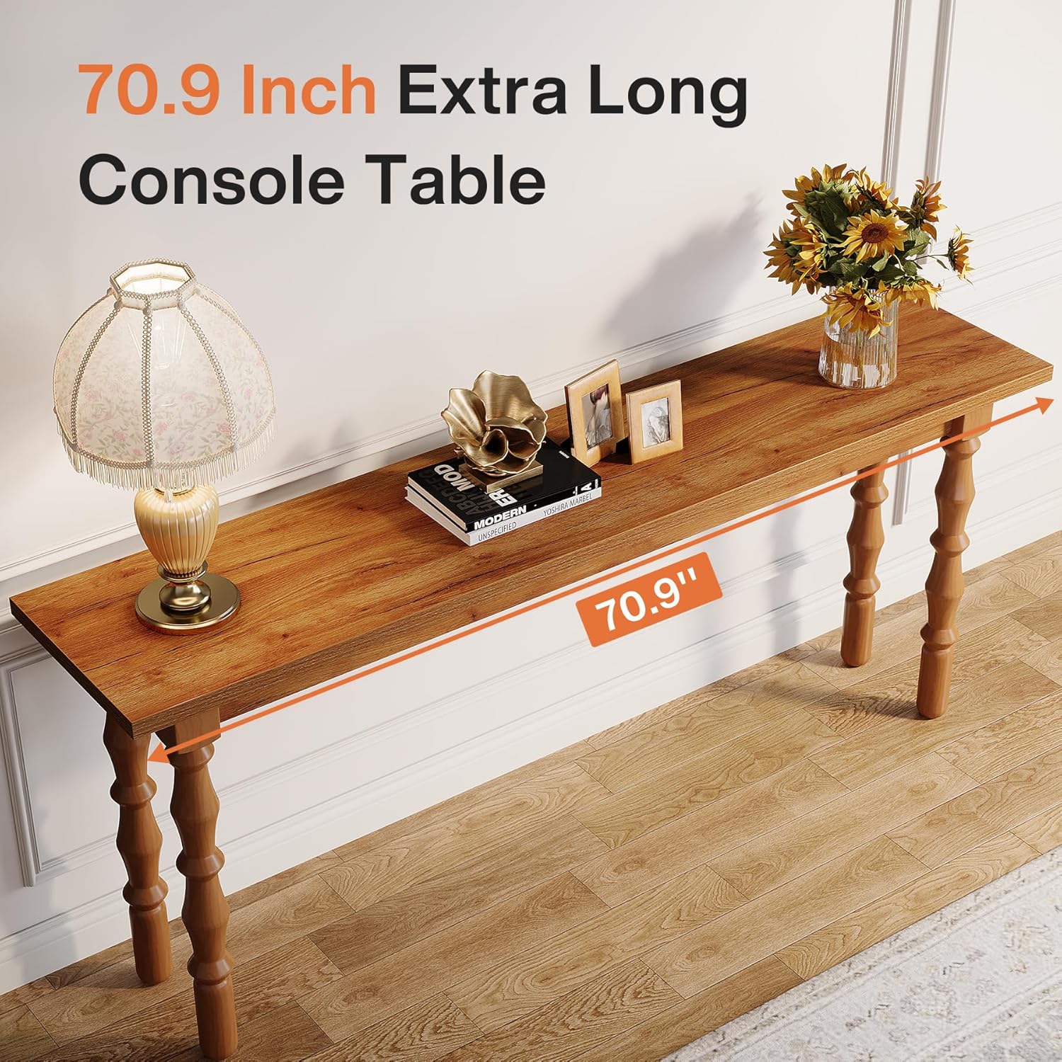 70.9-Inch Extra Long Console Table with Solid Wood Legs P722