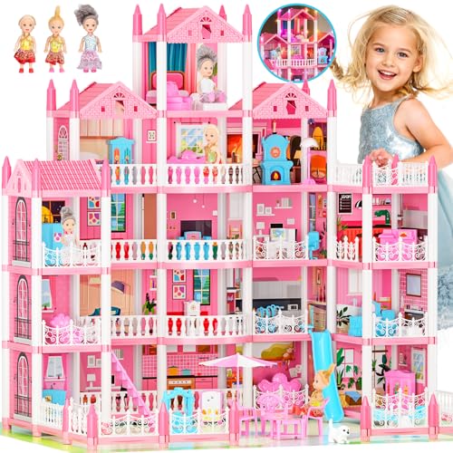 5-Story Doll House with 19 Rooms, Lights, Dolls, and Furniture A1979