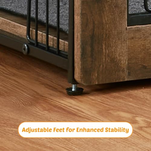 Wooden Dog Crate End Table with Dual Doors, 27 Inch P582