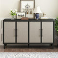 Beige 59.8" Wooden Sideboard Console Table with 4 Doors and Adjustable Shelves L473942