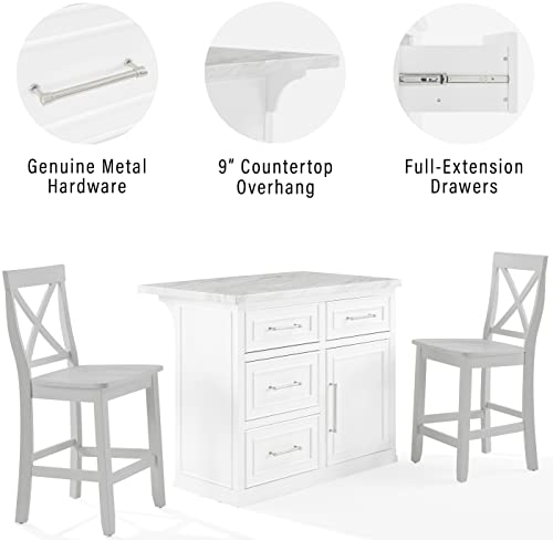 White Faux Marble Top Kitchen Island W448747