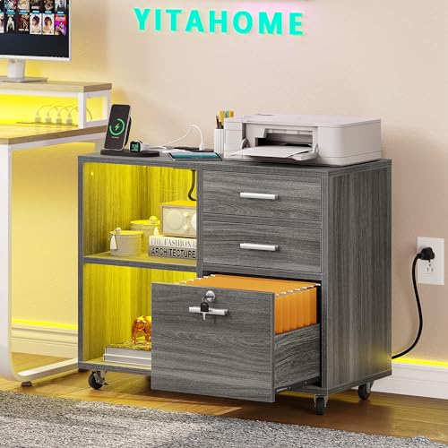 Black 3 Drawer Wood File Cabinet N13518