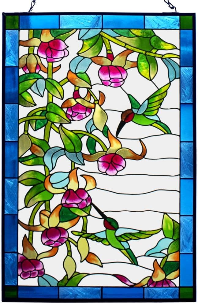 Round Hummingbird Stained Glass Window Suncatcher K337