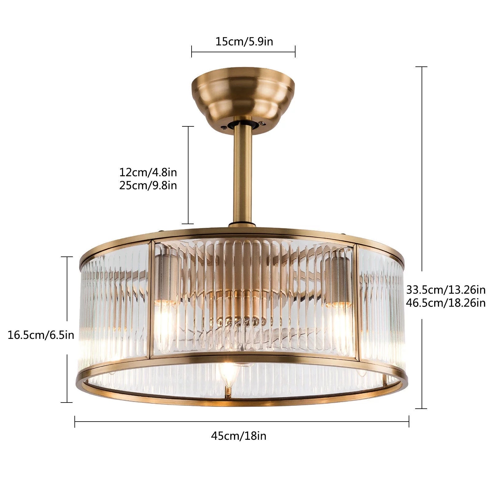 18inch Farmhouse Ceiling Fan Light Gold With Remote Control U979472