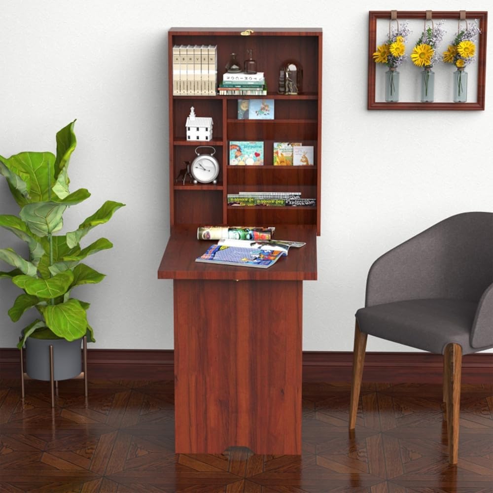 Mahogany Wall Mounted Desk with Storage Area N886