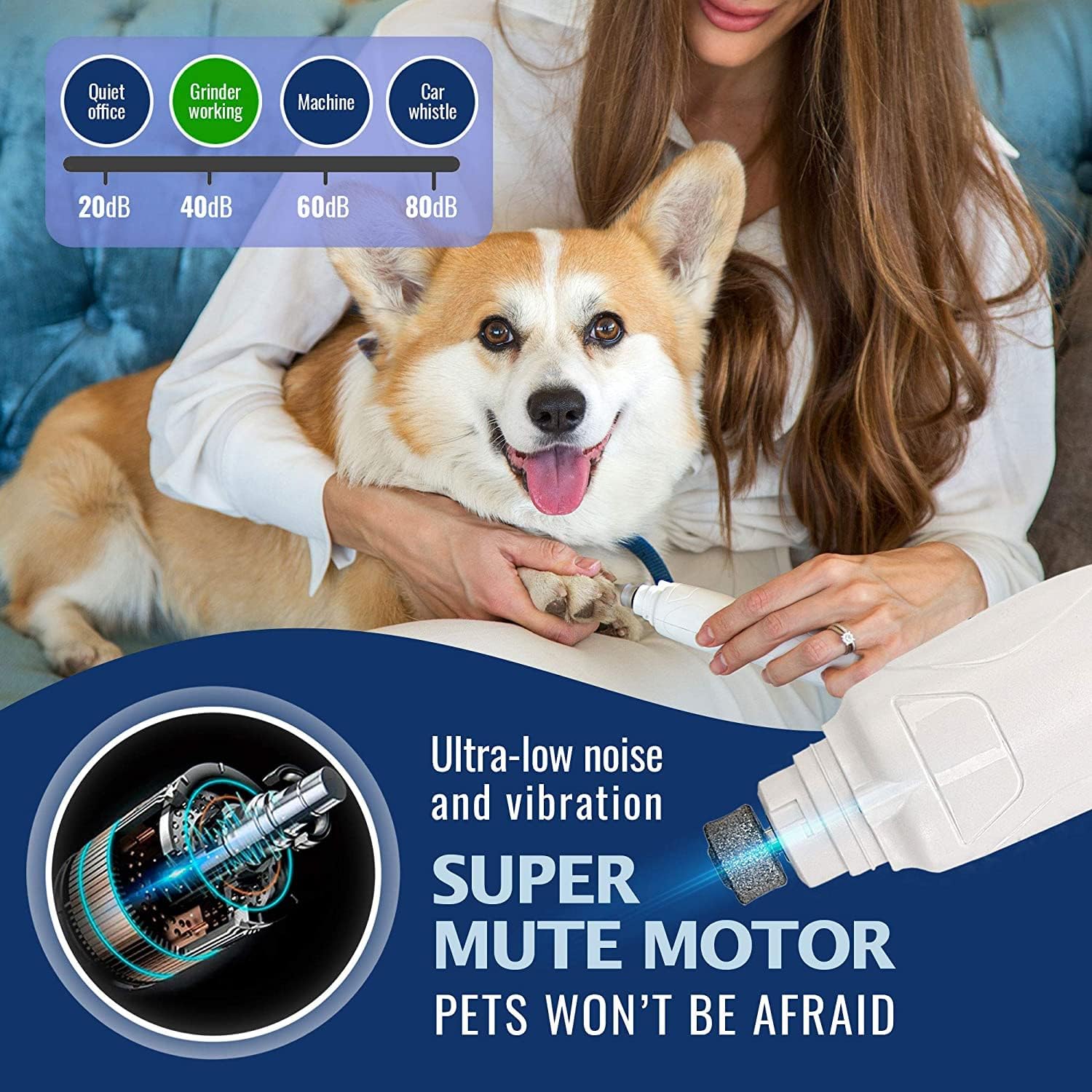 Rechargeable Electric Pet Nail Grinder with 3 Size Ports R198113