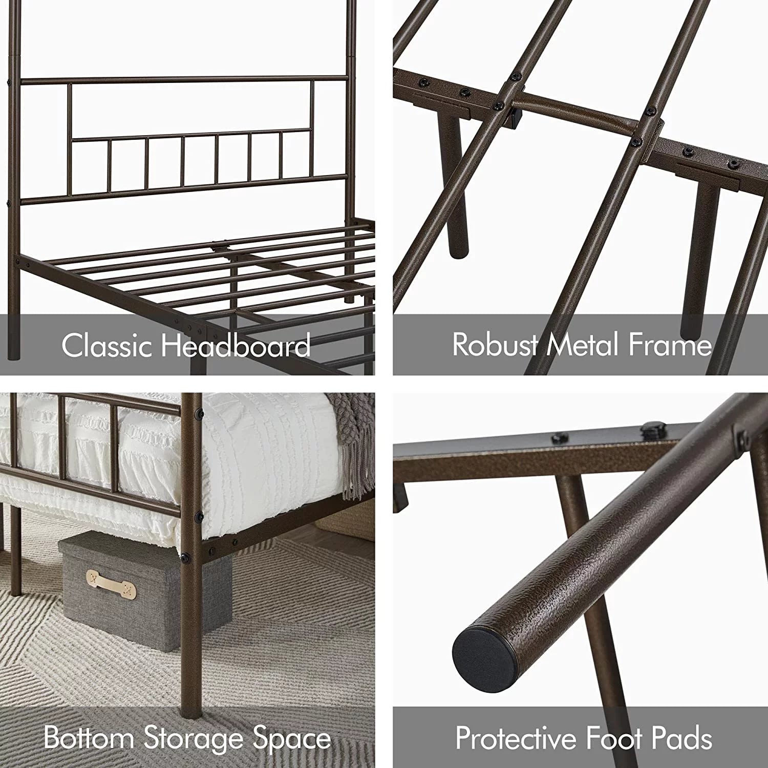 Queen Bronze Metal Canopy Bed Frame N6367