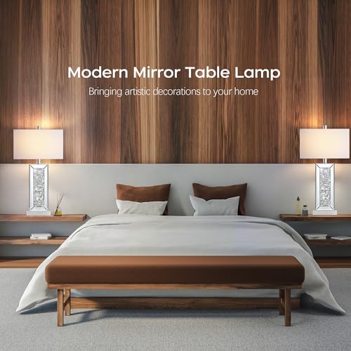White Fabric Shade Table Lamp Set of 2 N758