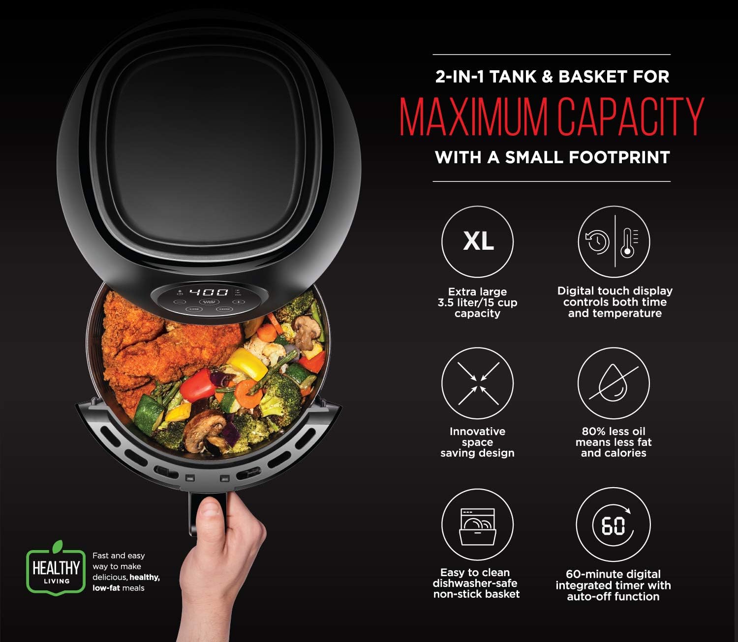 10L 3.6Qt Air Fryer with Rotisserie G431