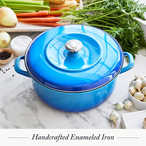 Round 5.3QT Enameled Iron Dutch Oven Pot with Lid E475