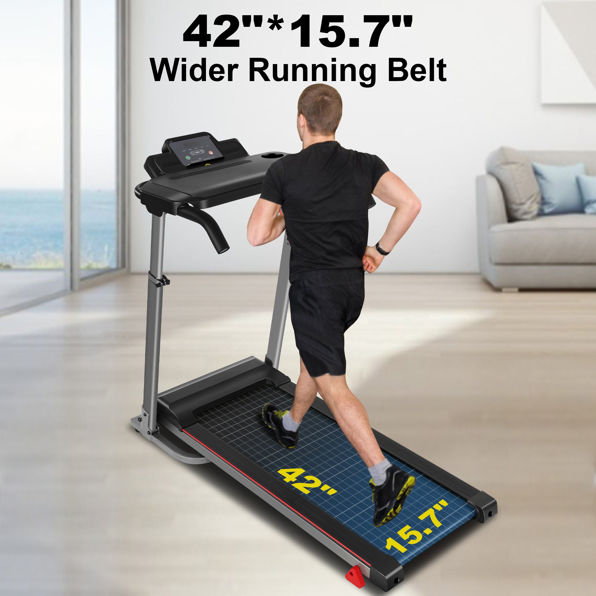 2.5 HP Portable Folding Treadmill with Incline（Gray） G64473
