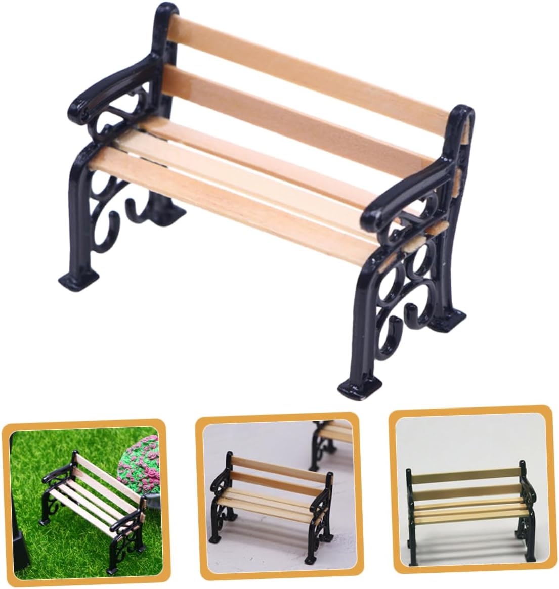 3pcs Mini Park Bench Doll Furniture Miniature Garden Decor K226752