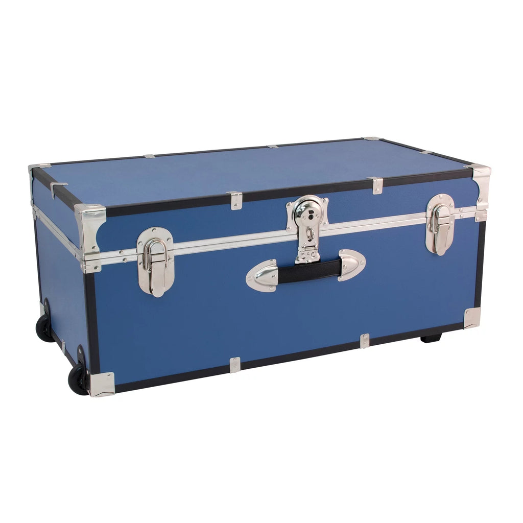 Mist Blue Wood Trunk with Wheels and Lock K315