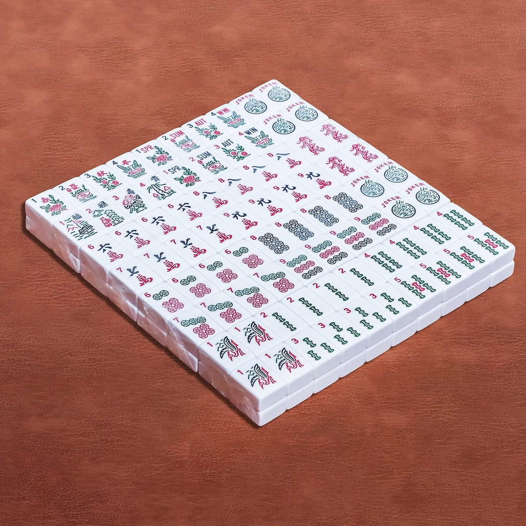 166 White Tiles Mahjong Set with Soft Bag and 4 Racks E40069