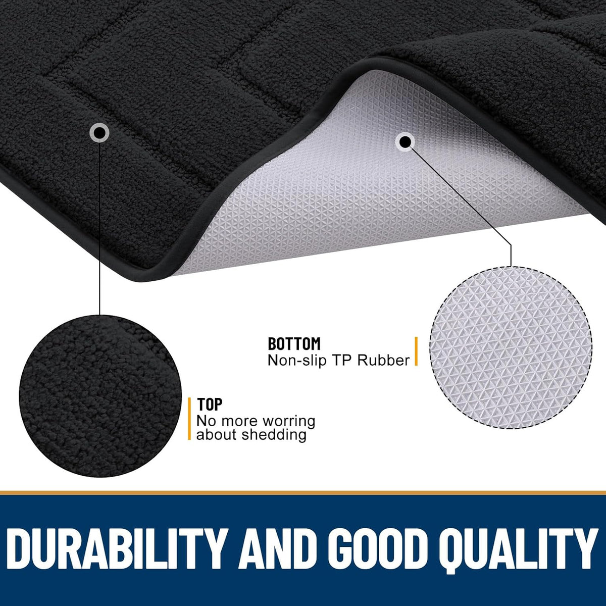 Black Low-Profile Door Mat 30x20 Inches I4966