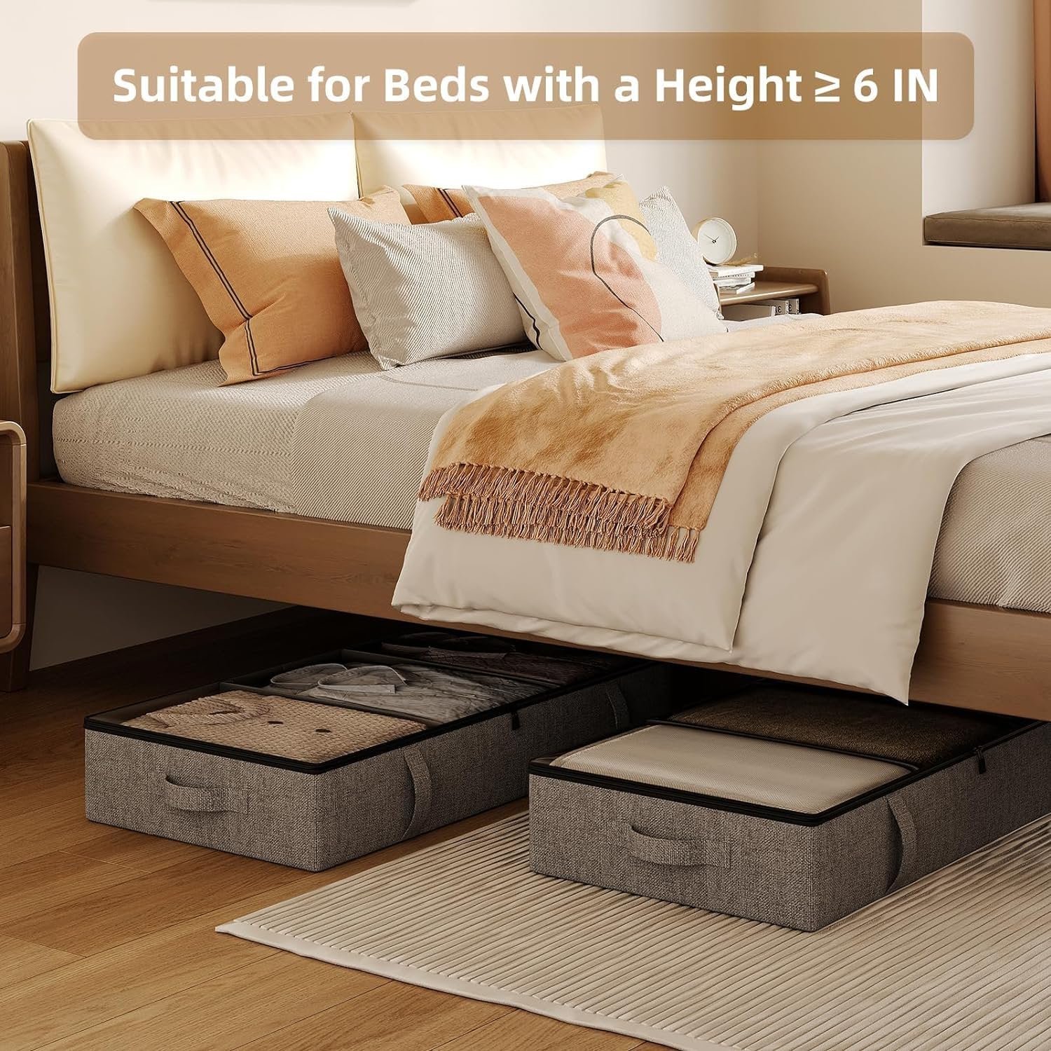 Grey 2 Pack Under Bed Storage Containers with Dividers M7316