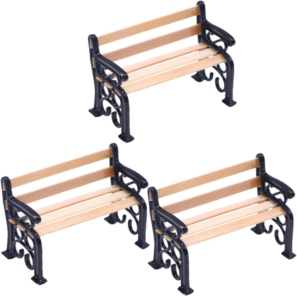 3pcs Mini Park Bench Doll Furniture Miniature Garden Decor K226752