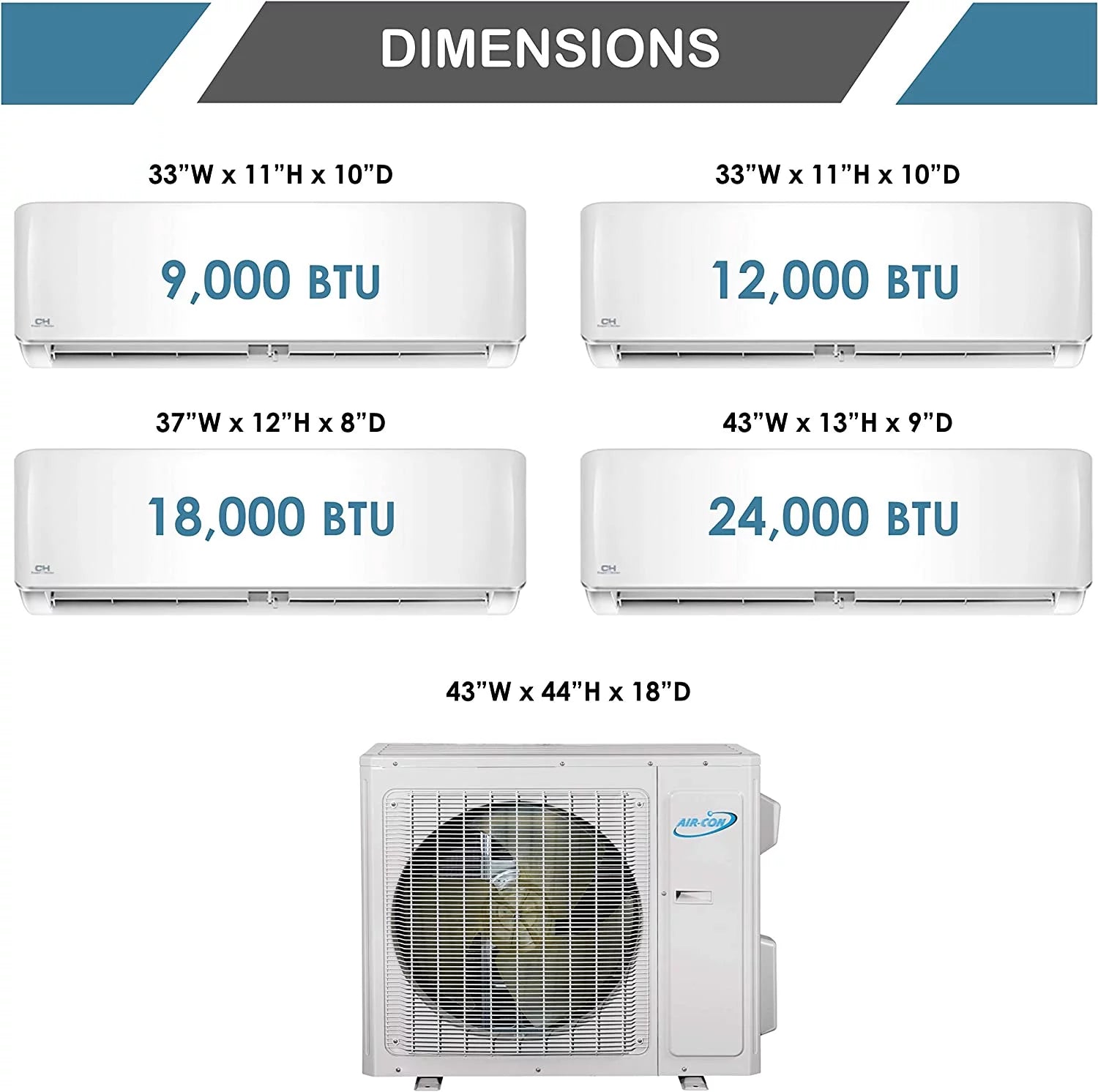 2 Zone Mini Split Ductless Air Conditioner F75898