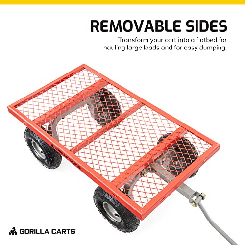 Gray Steel Utility Wagon with Removable Side Panels, 1000 lb Capacity, All-Terrain Wheels R118