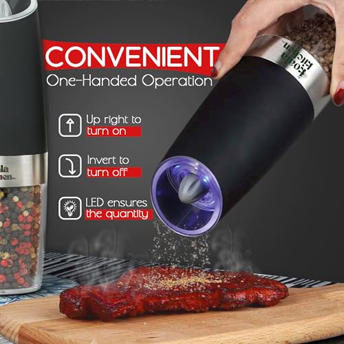 Black Electric Salt and Pepper Grinder Set, 2 Pack L354