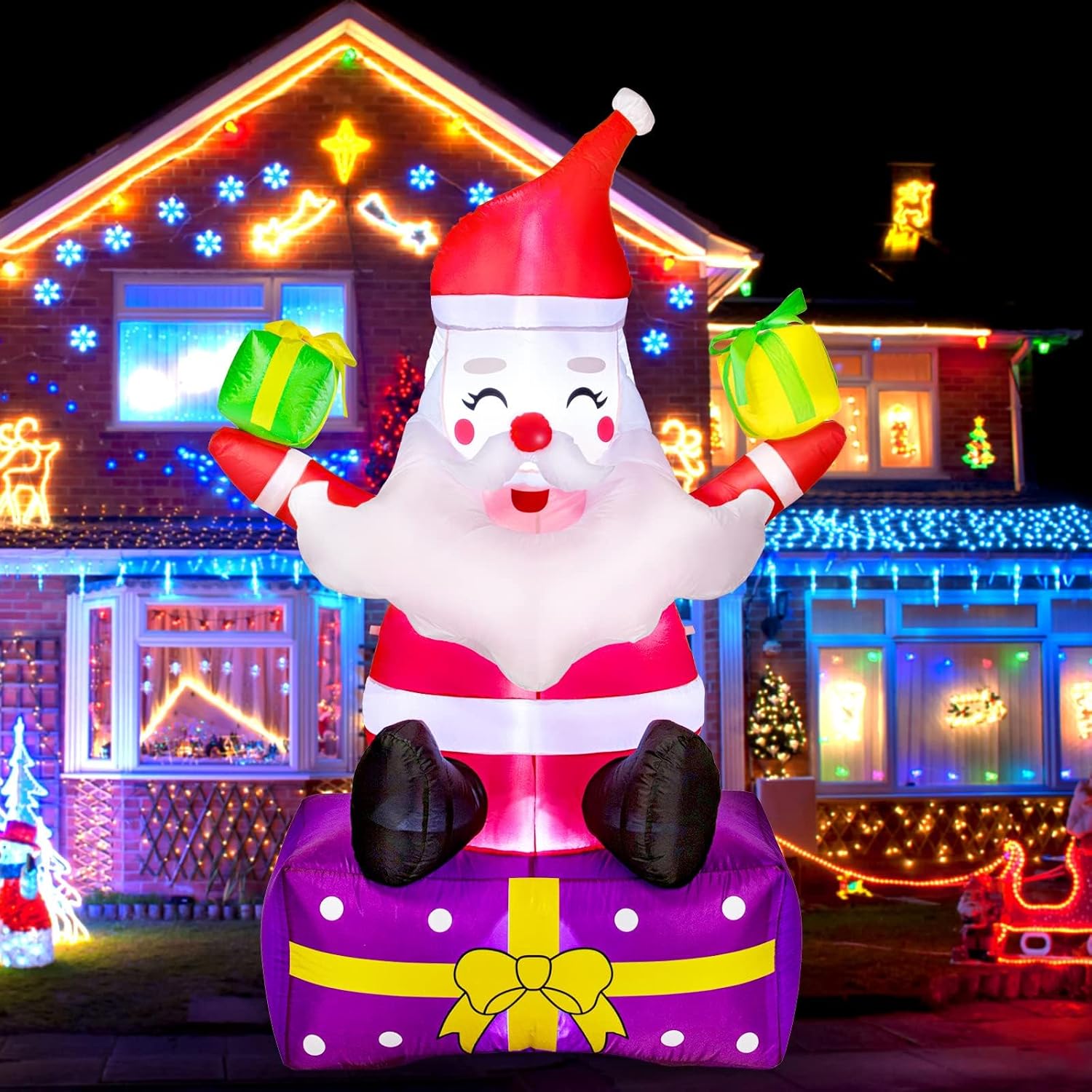6Ft Inflatable Santa Claus with Gift Boxes J355004