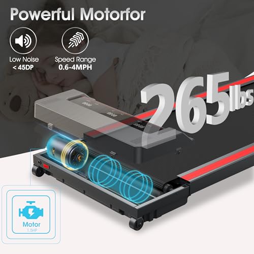 Portable 2-in-1 Under Desk Treadmill with Foldable Wheels and Remote Control Q75829