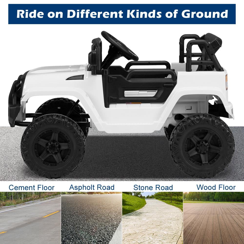 12V Battery Electric Remote Control Ride On Truck Toy Car White W1554