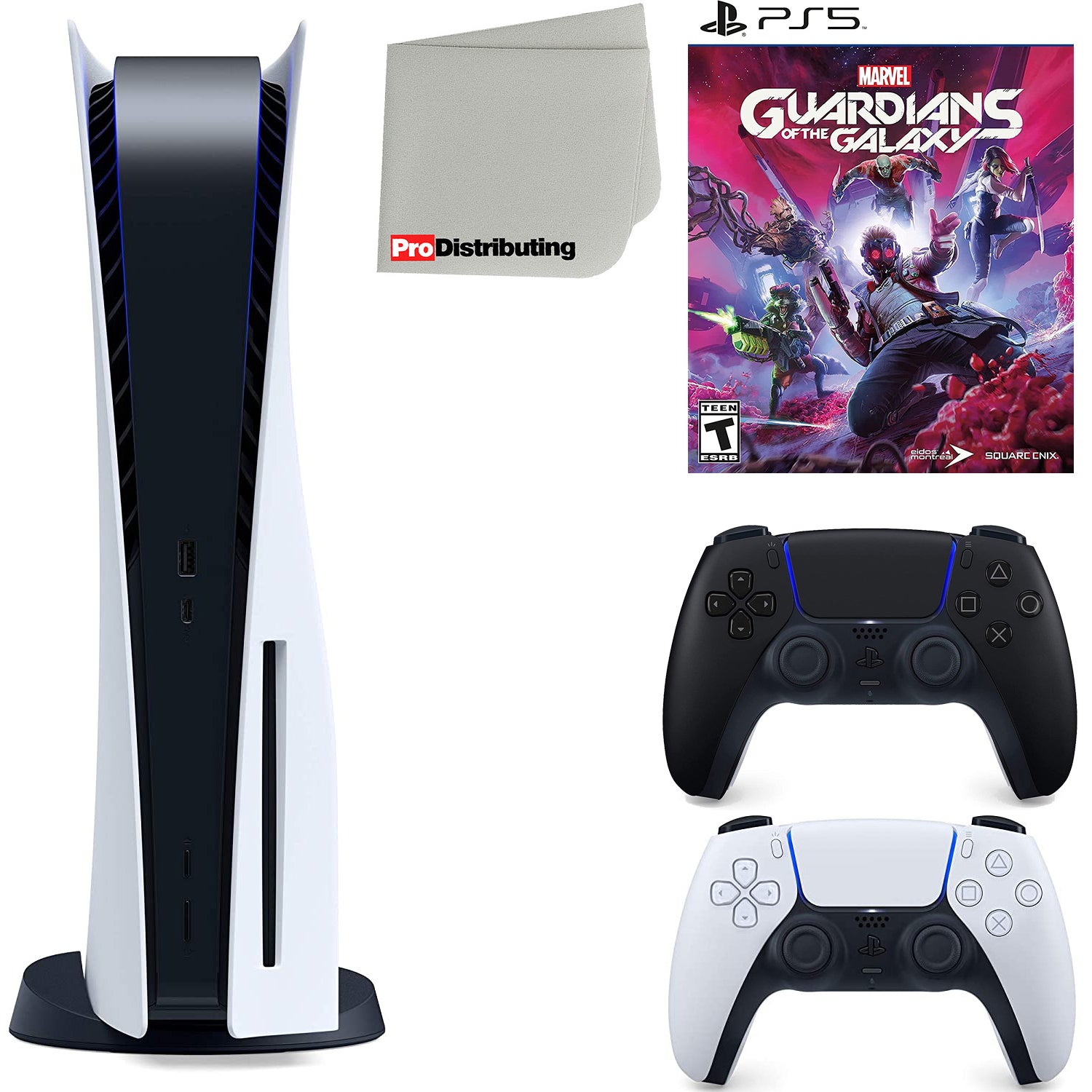 Playstation 5 Disc Version with Midnight Black Extra Controller and Microfiber Cleaning Cloth Bundle S67900